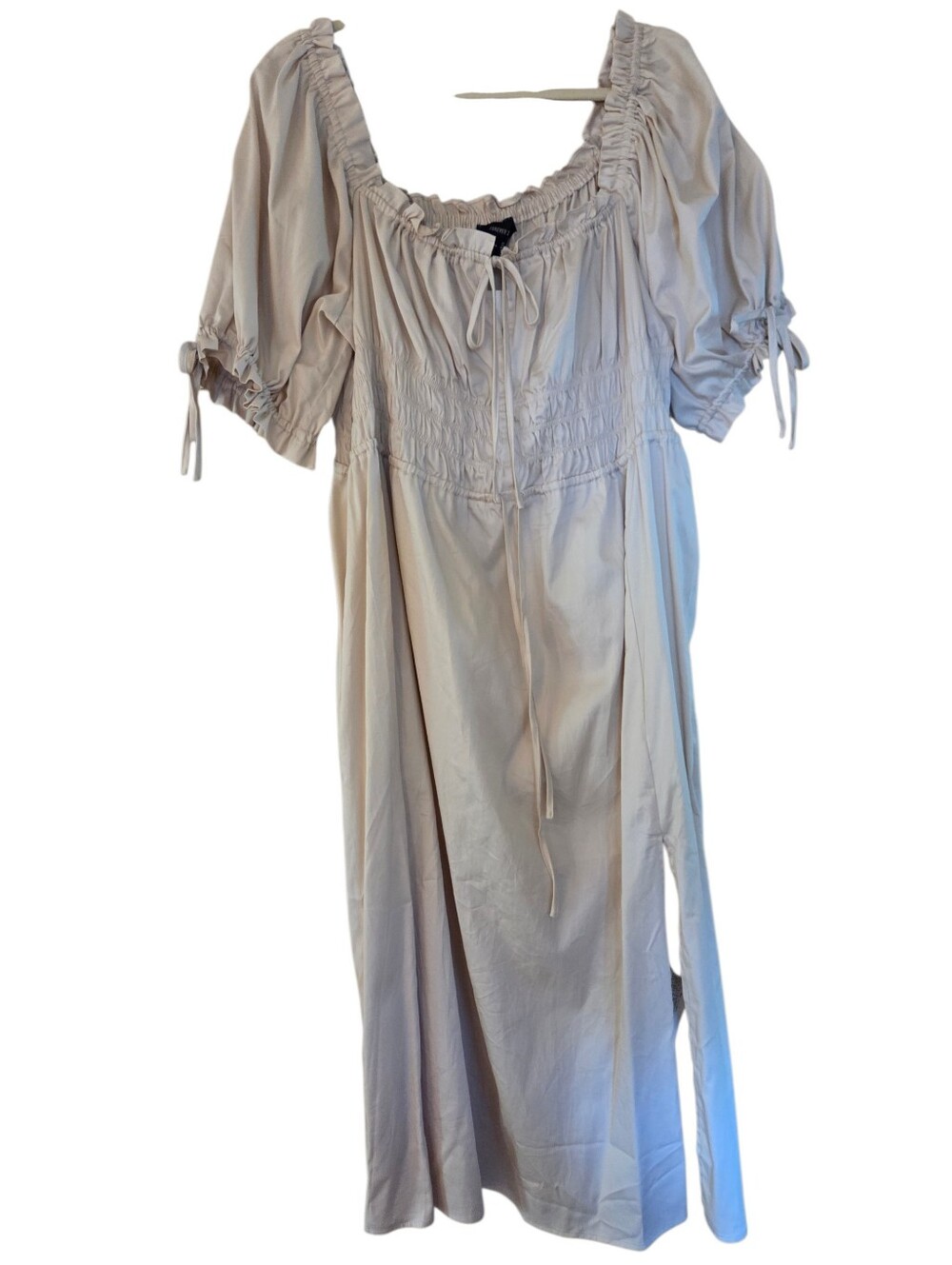 Forever 21 Creamy Beige Long Midi Dress Boho Peasant Renfaire Plus Size 3X NWT